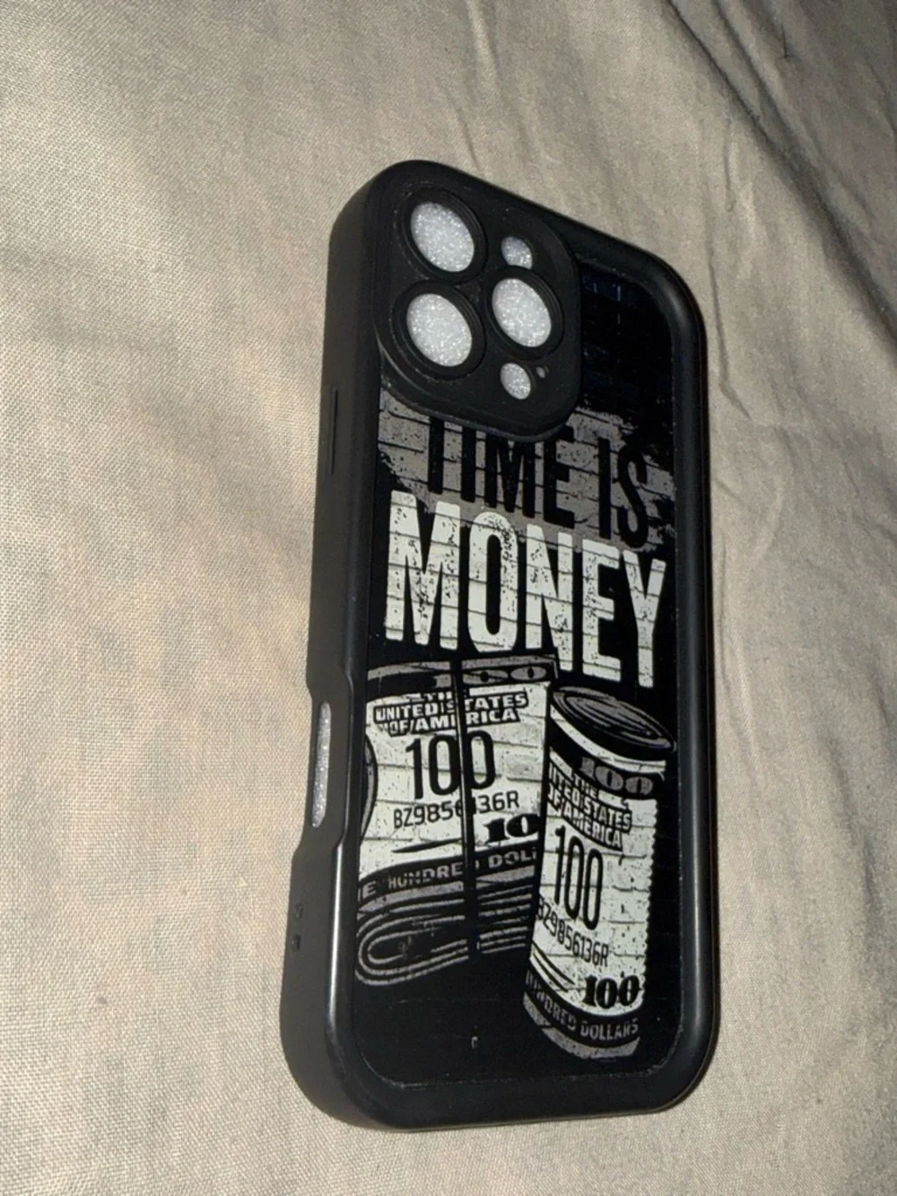 Black 'Time Is Money' Protective Phone Case